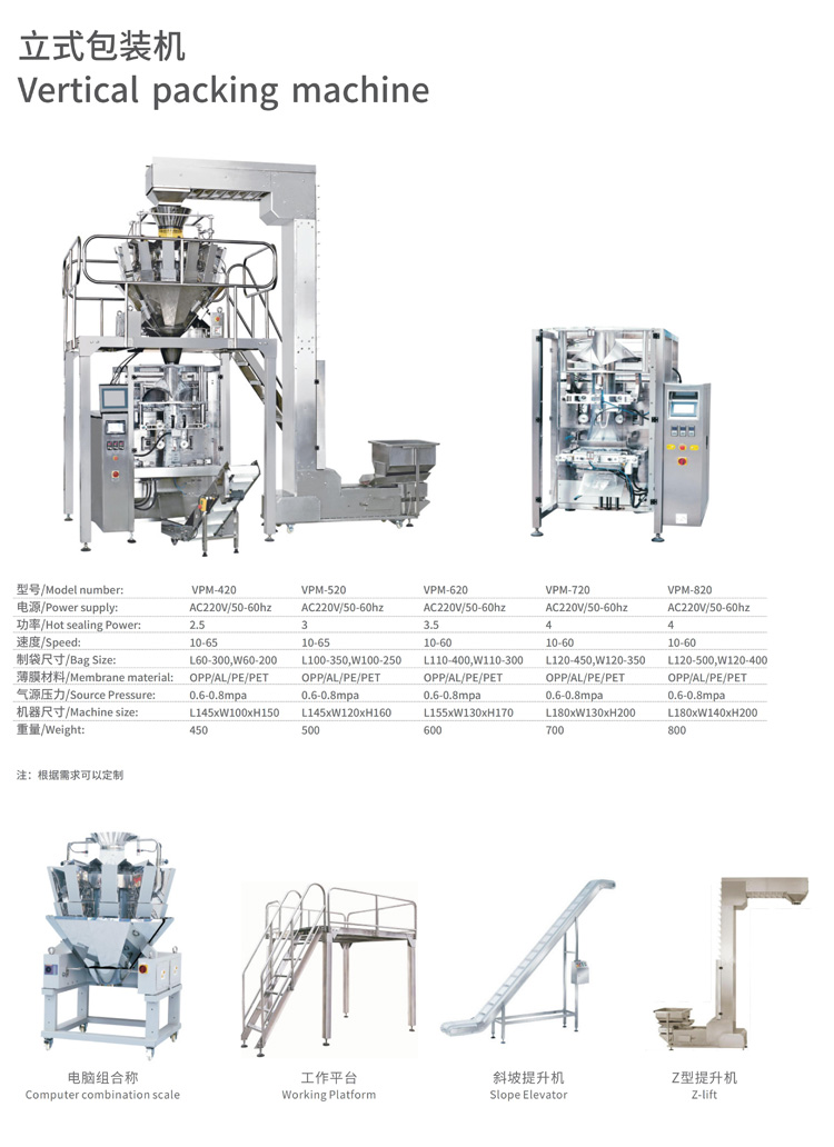 立式包裝機參數